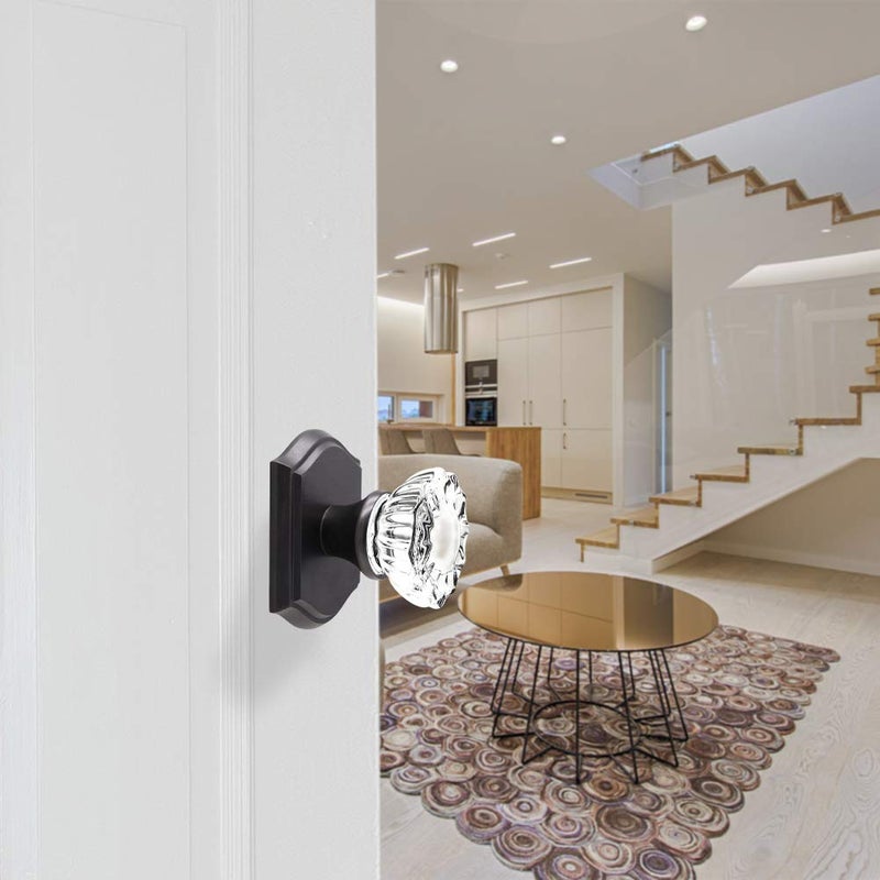 CLCTK Passage Glass Door Knobs Interior, Antique Crystal Door Knobs for Hall Closet, Oil Rubbed Bronze Door Knob - Image 3